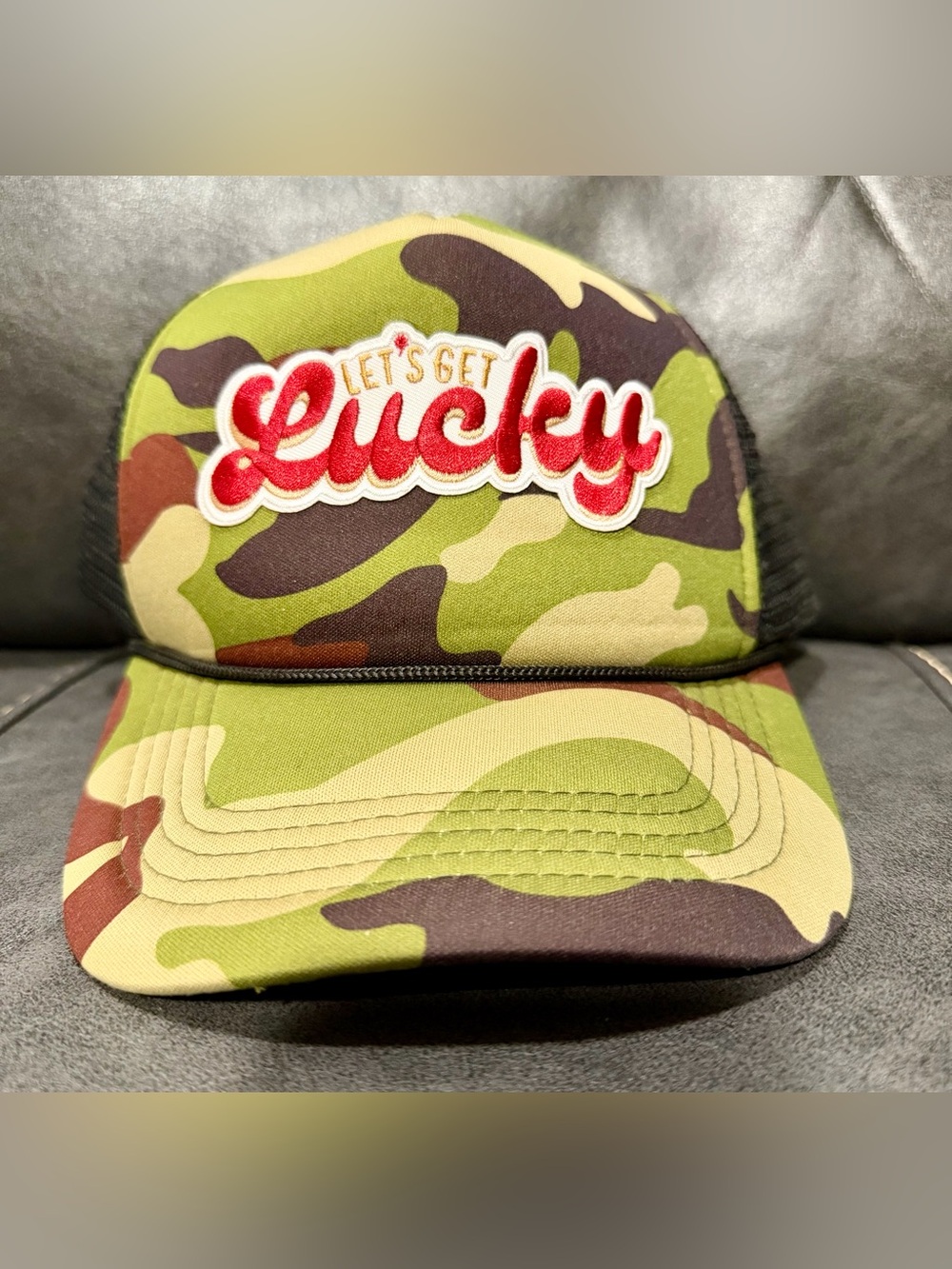 Let's Get Lucky Camo Trucker Hat - Green